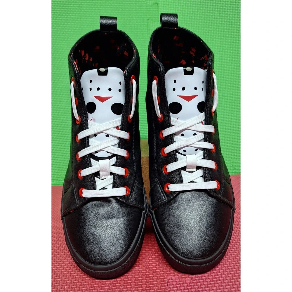 Jason Voorhees Friday The 13th High Top Shoes Ground Up Bloody Print Sz 9.5 Men